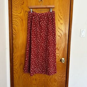 Red floral skirt